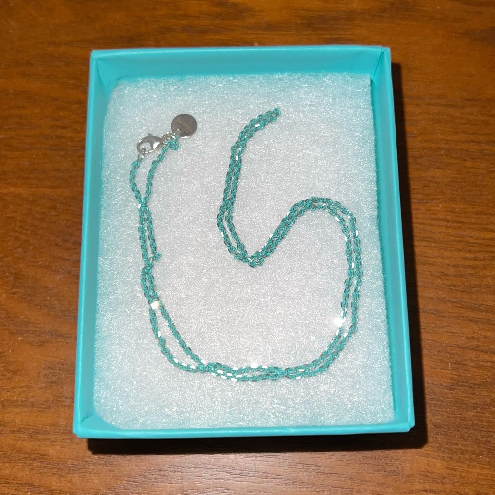 Tiffany & Co Sterling Silver Blue Enamel Coated 1.7mm Chain